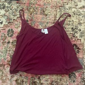 H&M plum ribbed crop tank top